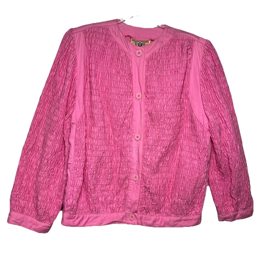 Vintage 80s Gene Ewing Bis Woman‎ Wrinkled Pink Jacket Size 4
